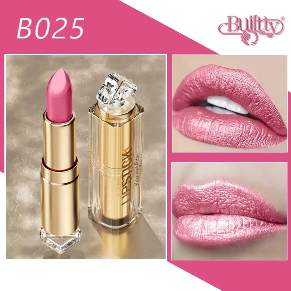 12 Colors Korea Matte Glitter Lipstick Pink Nude Matte Gliter Waterproof Kissproof Glitter Flip Lipstick Orange Dropshipping
