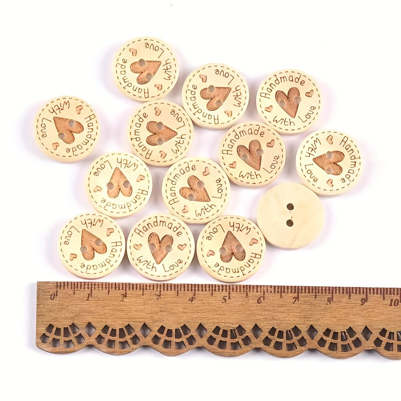 50pcs 15mm/20mm/25mm Heart Wood Buttons Sewing Scrapbooking Gift Handwork Home Clothing Decor Wooden Decorative Handmade