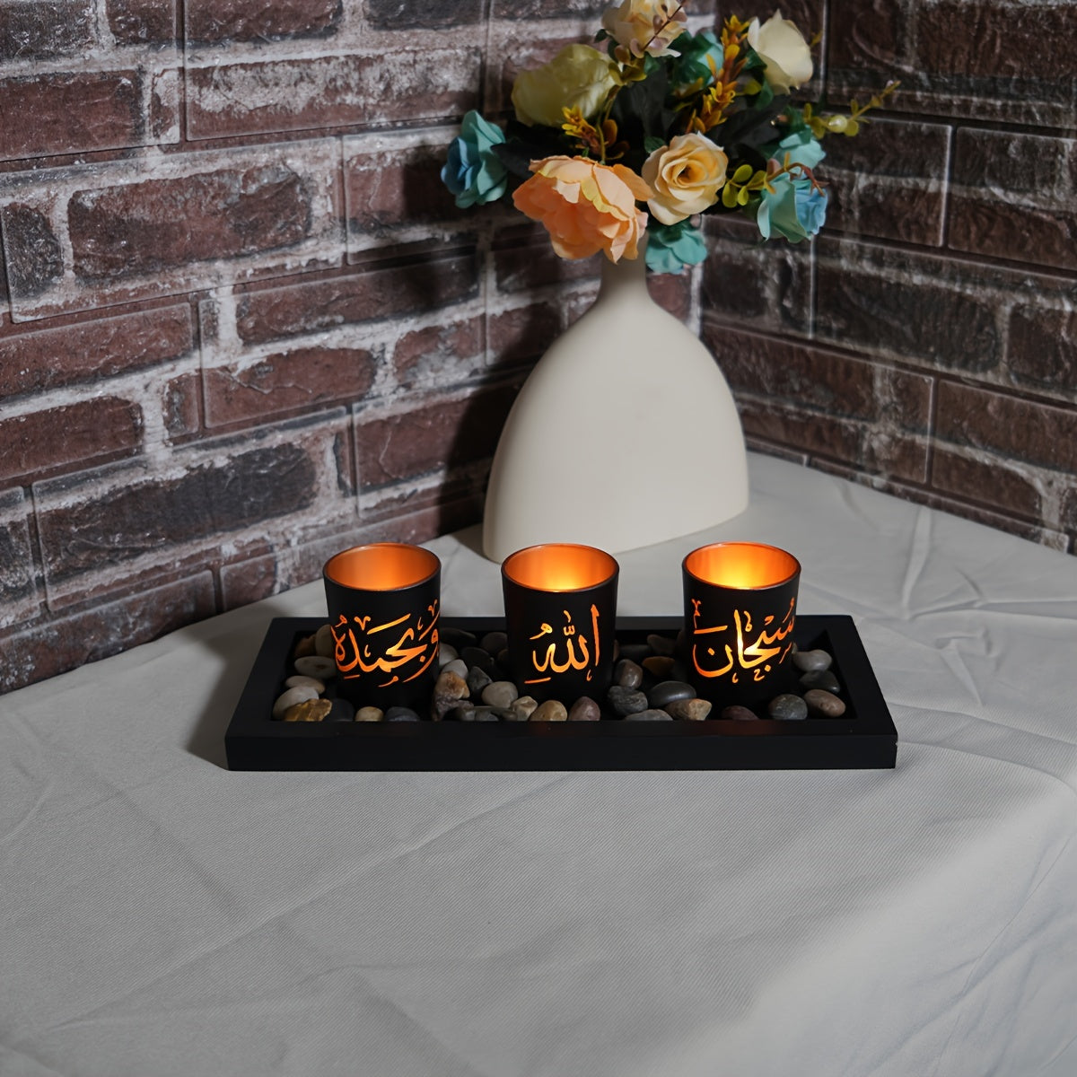 Set Of 3 Islamic Set Candle Holder Greetings Eid al-Adha Candle Holder Eid Decoration Candle Holder Ornament (without Candles)