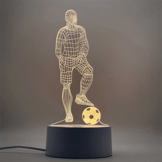 1pc Acrylic 3D Soccer Player LED Night Light with USB Power - Monochrome Kick Soccer Lamp for Bedroom Decor, Birthday, Valentine's, Christmas & Graduation Gift